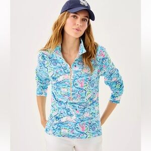 Lilly Pulitzer UPF 50 + Skipper Popover- LILLY LOVES NANTUCKET (Whisper Blue)